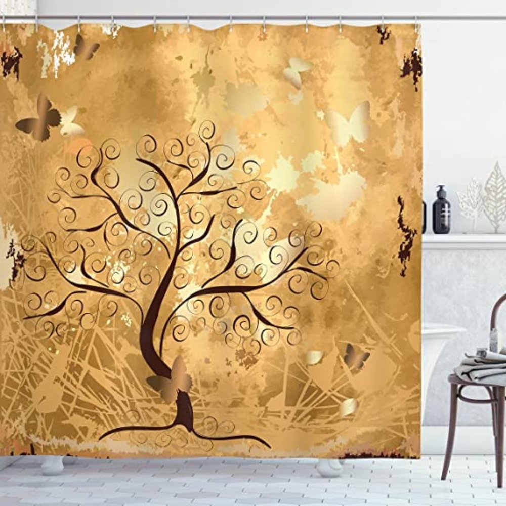 Ambesonne TREE Shower Curtain, AUTUMN THEME; 69” wide x 70” long